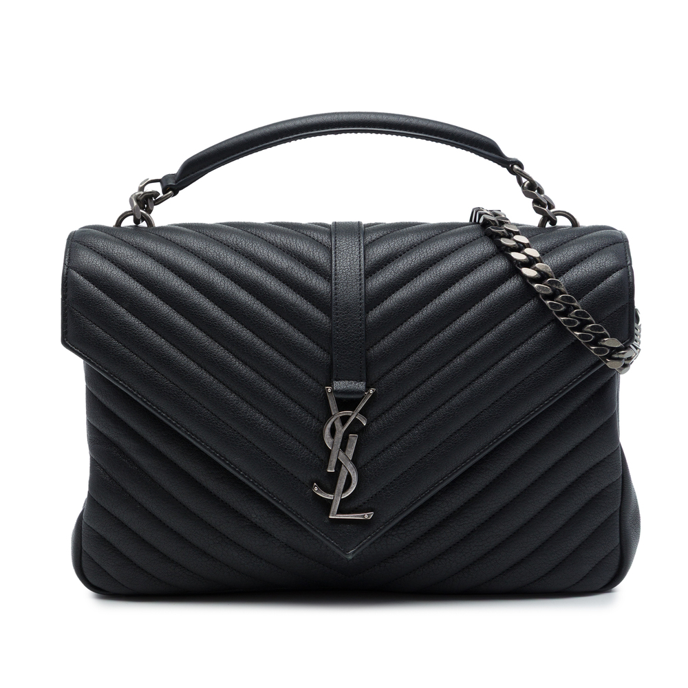 Pre-Loved Saint Laurent Large Chevron Sheepskin Monogram College Satchel